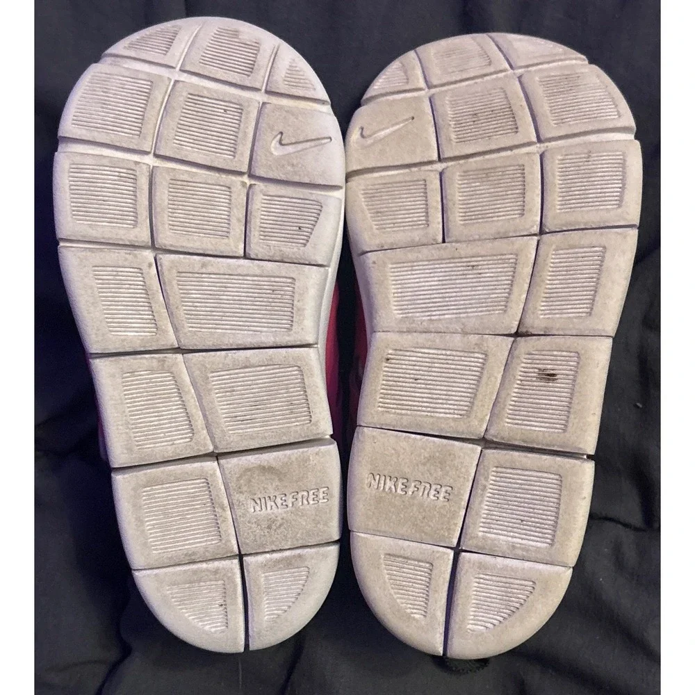 Nike Free Run 2 Toddler Girls Pink Gray White Hook Loop Sneakers 7C 429910-100